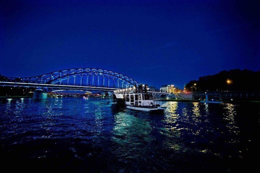 Legenda Boat in Kazimierz district in Kraków, Piłsudski Bridge, Kraków Poland 5