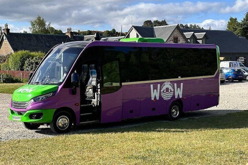 Our vehicle, which has WiFi, USB ports, AC and spacious reclining seats 2