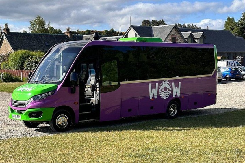 Our vehicle, which has WiFi, USB ports, AC and spacious reclining seats 3
