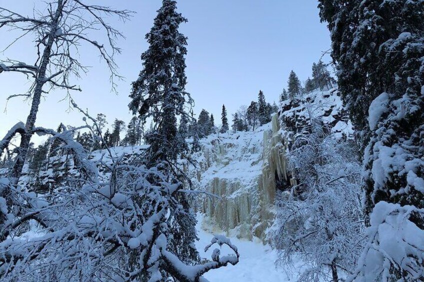 Korouoma national park and frozen waterfalls hiking tour