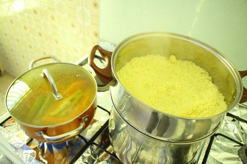 Couscous under preparation with chef Khadija :) 3