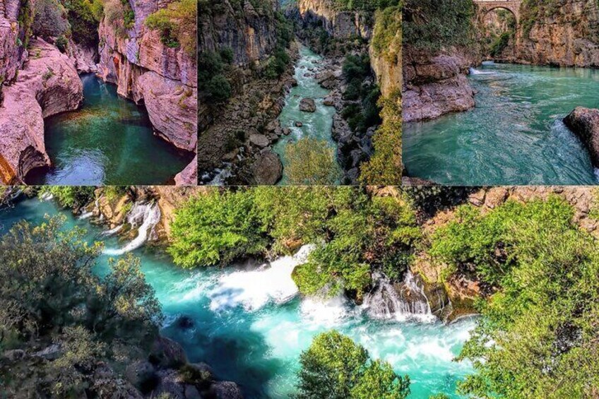 Un fiume che scorre attraverso una gola con ripide scogliere rocciose e vegetazione lussureggiante. 4