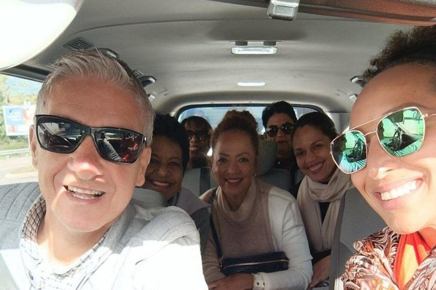Our driver guide Miho with his wonderful guests at Bosnia-Montenegro border 2