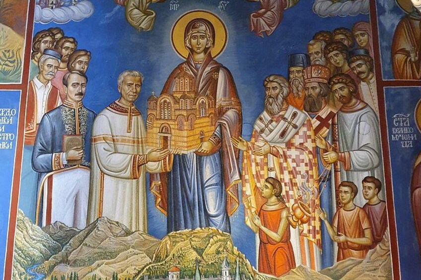One of the frescoes inside Hercegovacka Gracanica Church that we stop at during the tour 2