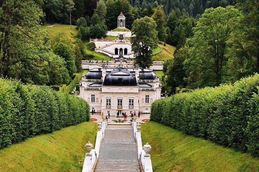 A view from the back of Linderhof Palace. 2