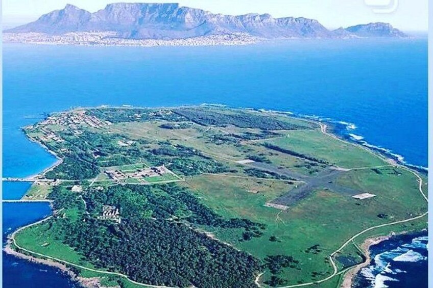 An aerial view of a coastal area with a mix of green fields, dense forests, and a rugged coastline. 4