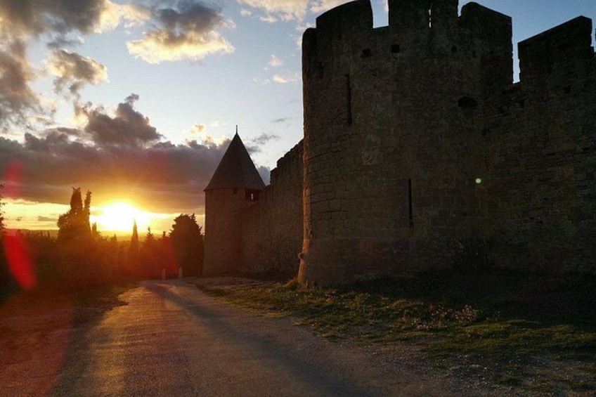 Un castillo medieval con una torre, rodeado por un foso y un camino de tierra. 3