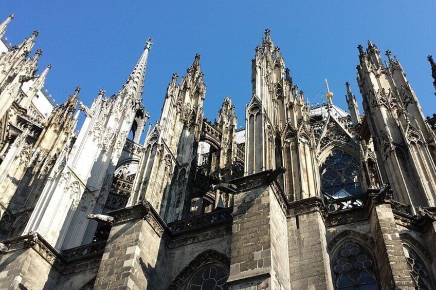 A Gothic cathedral with intricate spires and detailed stonework. 3