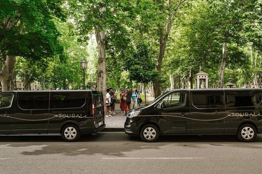 A comfortable Toural Travel minivan brings visitors to Plitvice Lakes National Park, offering a smooth and scenic ride through the Croatian countryside. 5