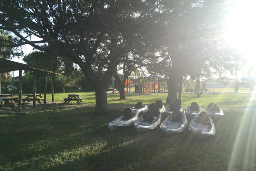 Kayaks setup at the park ready for guests to arrive 4