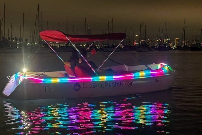 Glow Electric Boat night date experience in San Diego Bay 1
