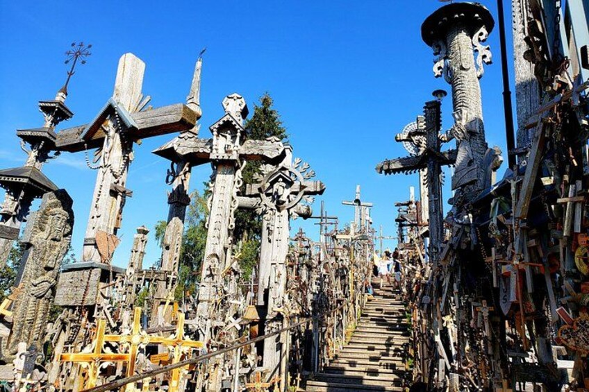A collection of tall, intricately designed metal sculptures and structures. 2