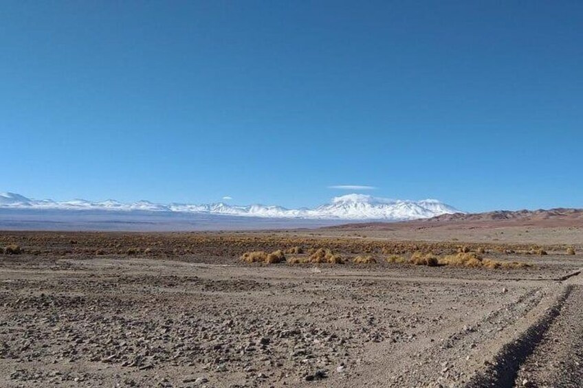 Road to Monturaqui Crater, view of the Andes mountain range