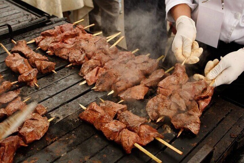 beef hear grilled anticuchos