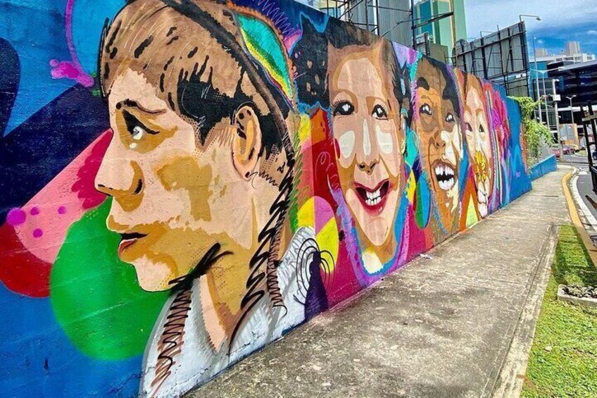A colorful mural on a wall. 3