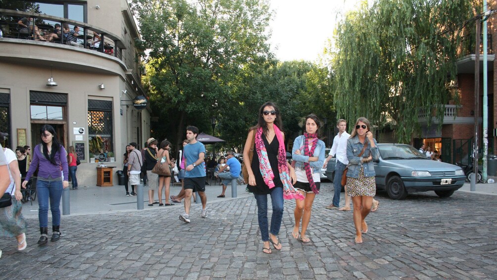 walking on a brick road in Argentina