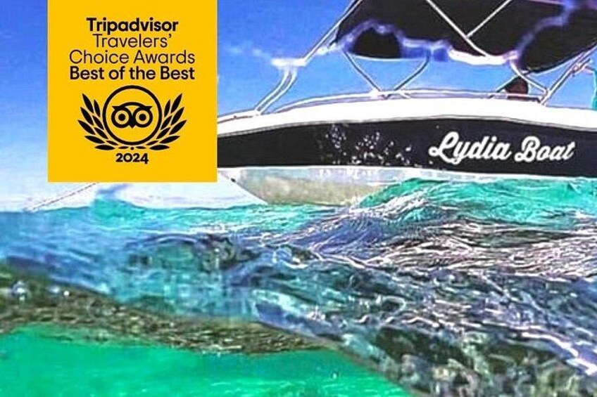 A boat named 'Lydia Boat' with a Tripadvisor award badge. 5