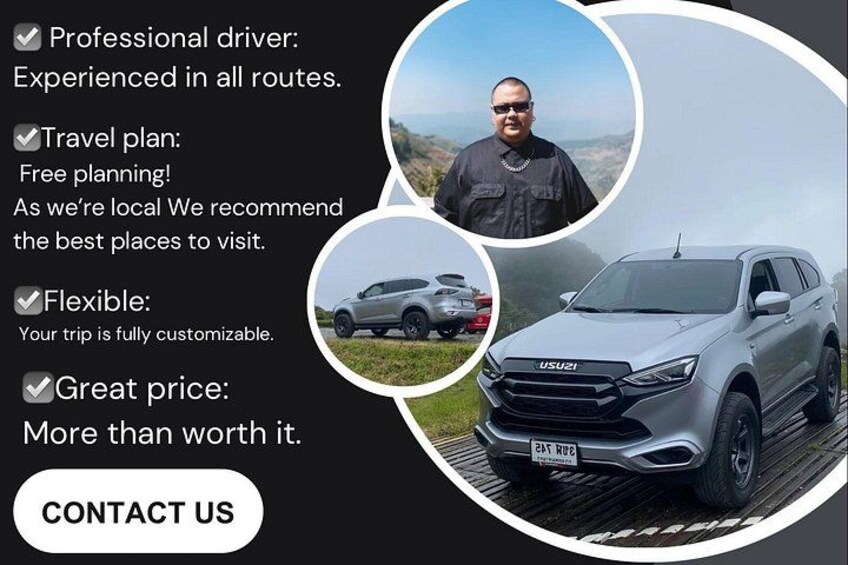A professional driver, a travel plan, a flexible trip, and a great price. 2