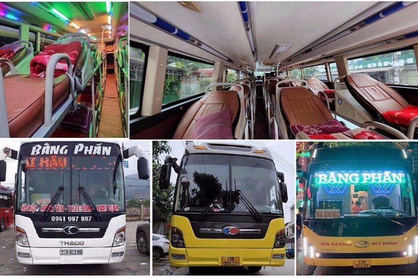 A bus interior with seating and a driver's area. 3
