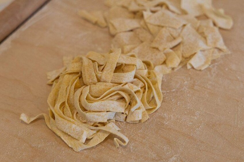 Homemade fettuccine and maltagliati ready to cook. 3