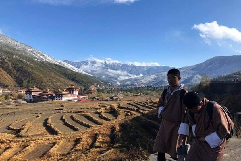 The capital city of Bhutan, Thimphu, in early January