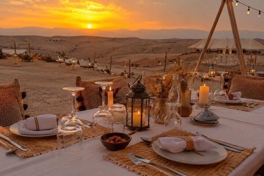 Marrakech: Sunset Dinner in Agafay Desert with show & Transport 2