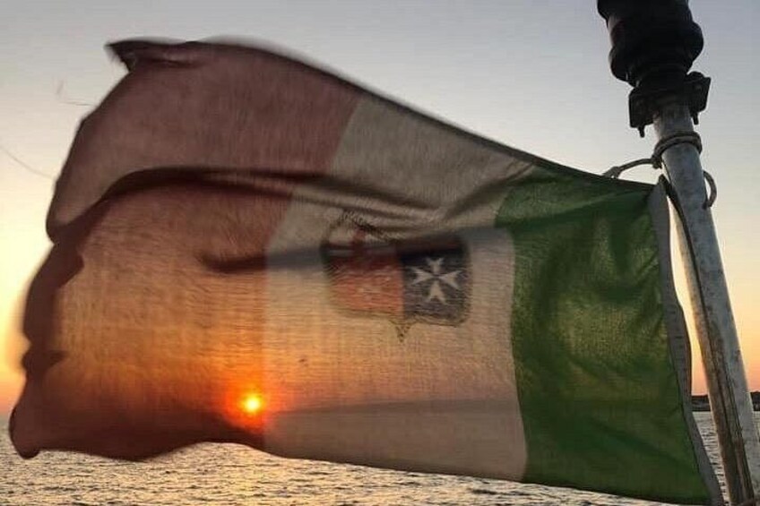 A flag waving in the wind. 2