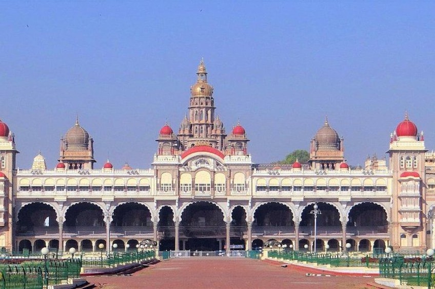 A grand building with multiple domes and arches. 4