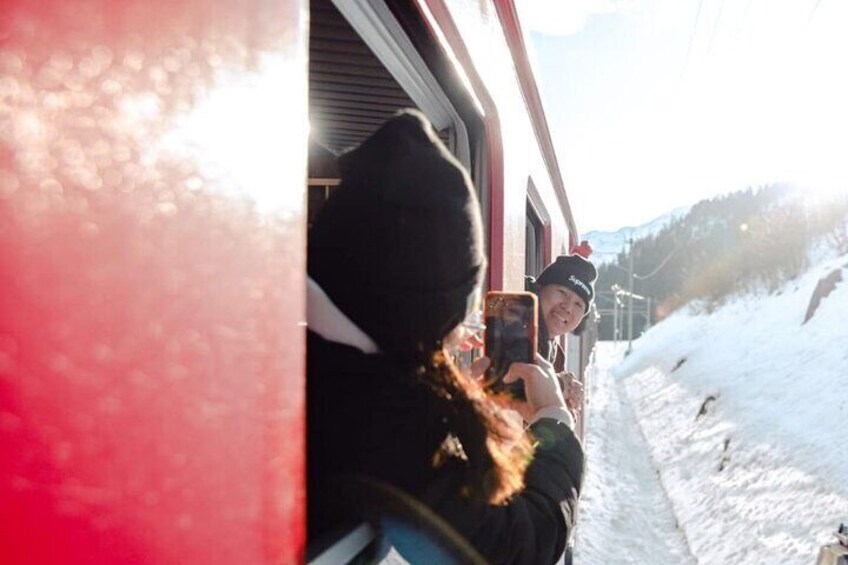 Bernina Scenic Train ride on the Swiss Alps. Small-Group 