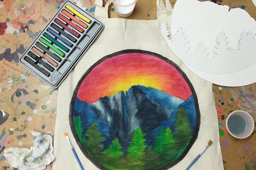 Colorado Inspired Inktense Painted Stocking or Tote Bag Class 1