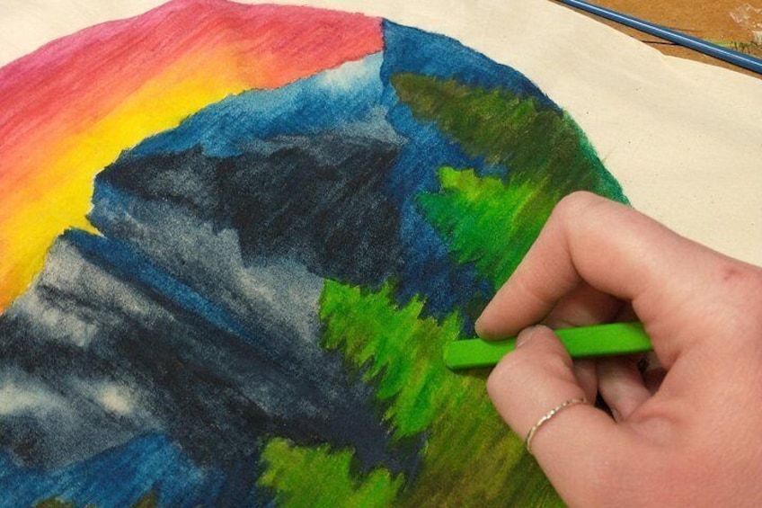 Colorado Inspired Inktense Painted Stocking or Tote Bag Class 2