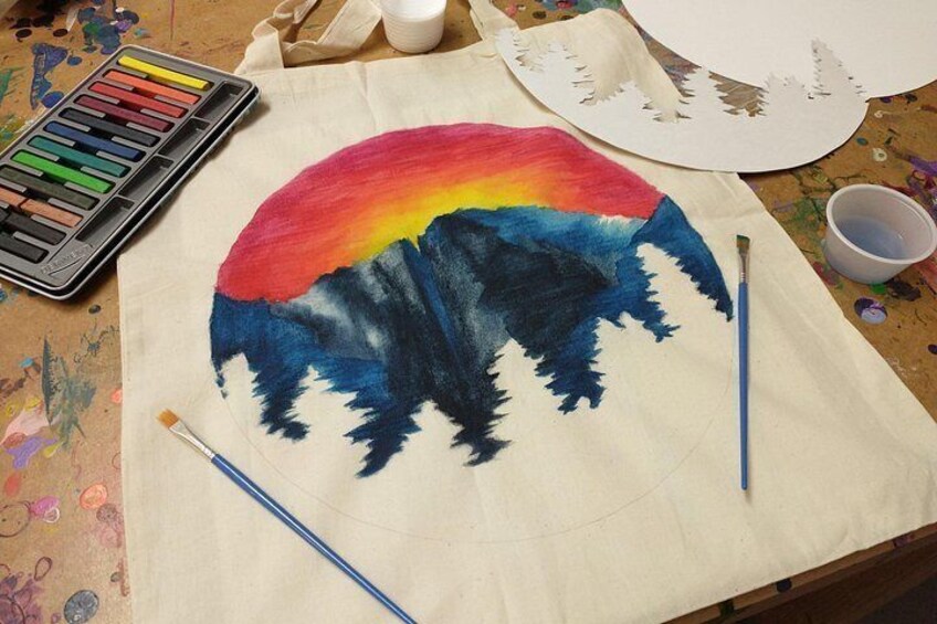Colorado Inspired Inktense Painted Stocking or Tote Bag Class 5