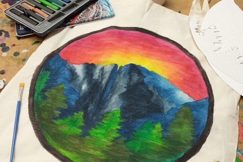 Colorado Inspired Inktense Painted Stocking or Tote Bag Class 3