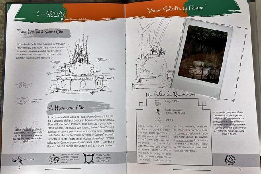Eine Buchseite mit Text und Illustrationen über einen Ort namens Selva. 4