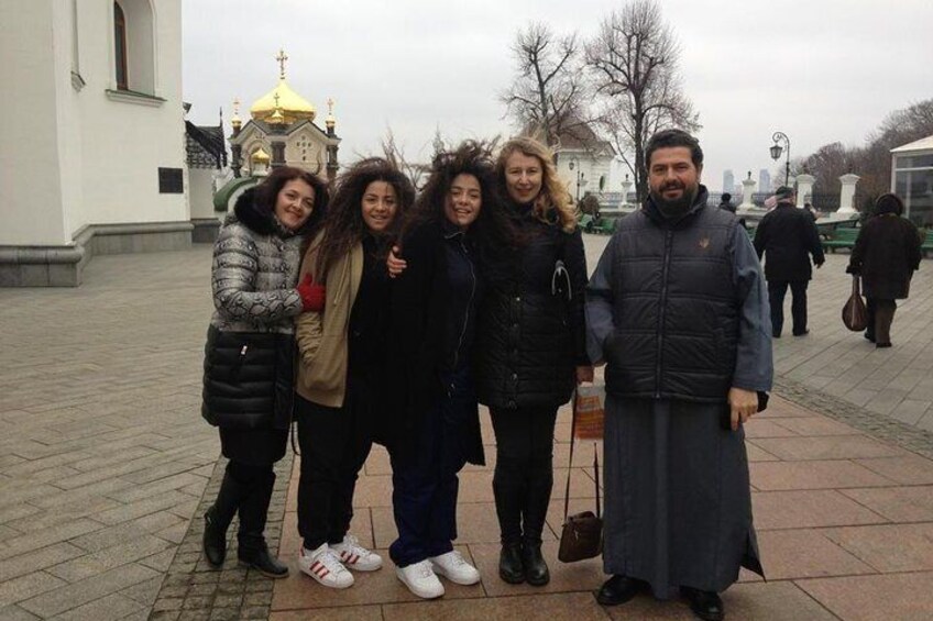 With the Greek priest and his family  5