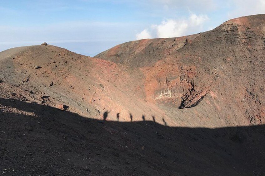 Our shadows cast into the crater 4