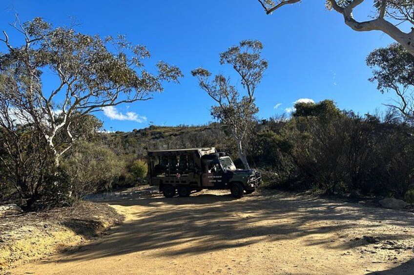 ‘Wombat’ the Army Truck parked on the dirt road 2