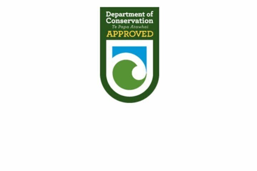 A logo with a green shield, a white swoosh, and the text "Department of Conservation Te Papa Taitamahi APPROVED". 4