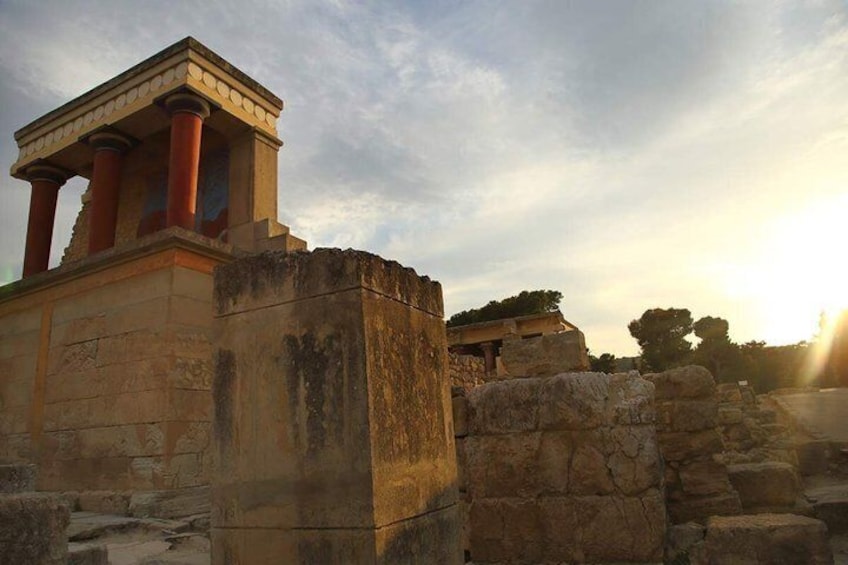 Ancient ruins with columns and stone structures. 3