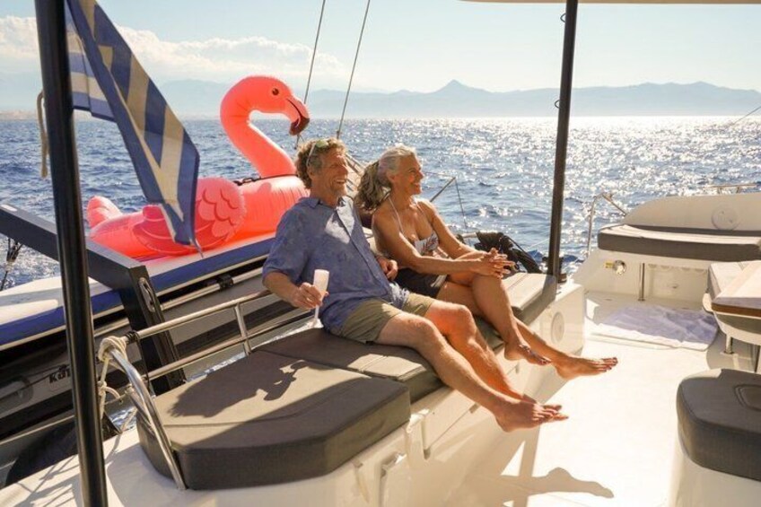 Heraklion: Dia Catamaran Cruise Mediterranean Meal & Water Fun 3