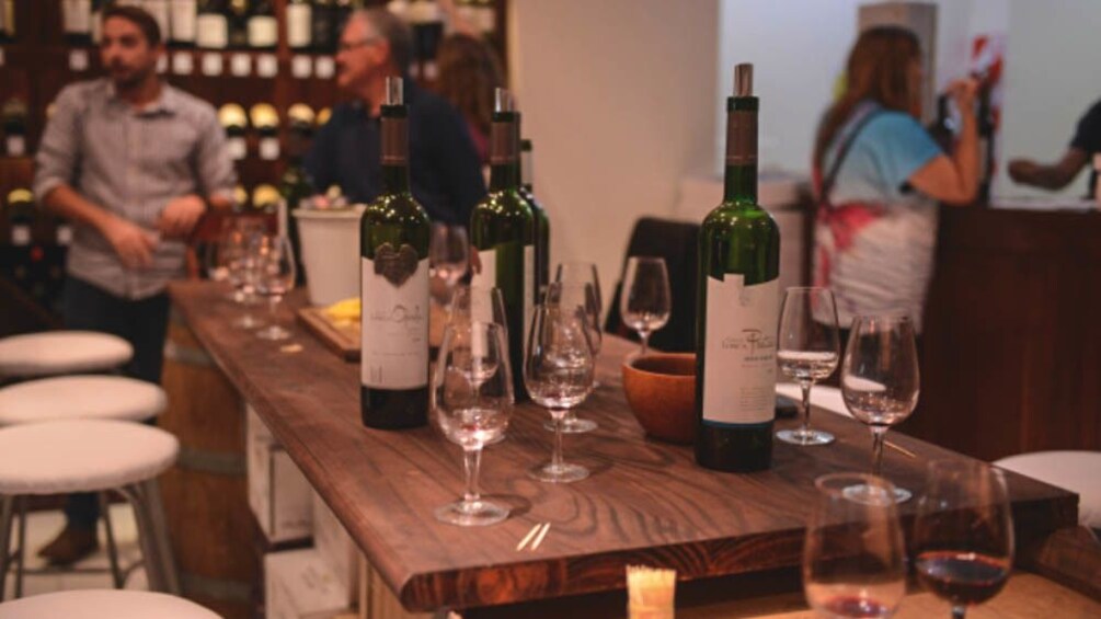 Interior view of wine tasting room.