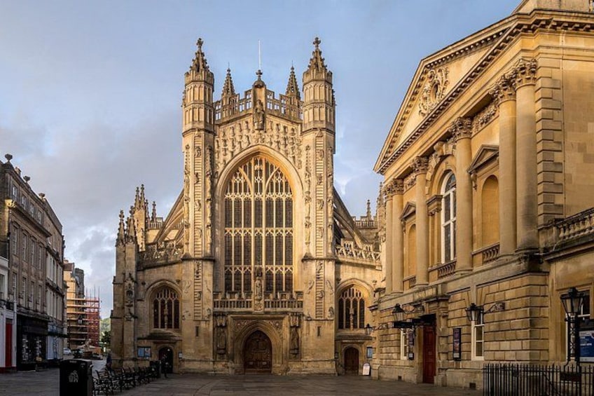 A historic cathedral with intricate Gothic architecture, including pointed arches and detailed stonework. 3