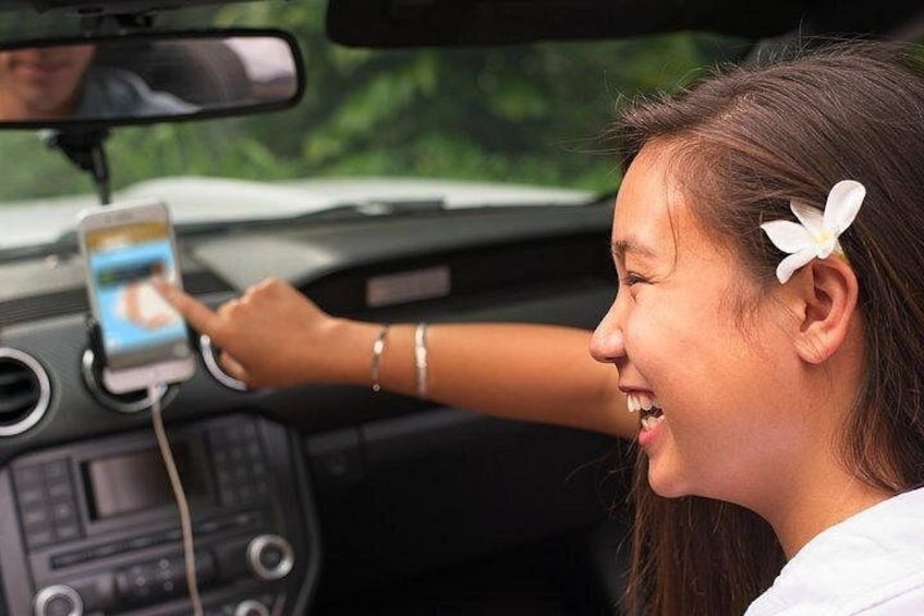 Audio plays automatically as you drive. Hear fun stories along the way! 2