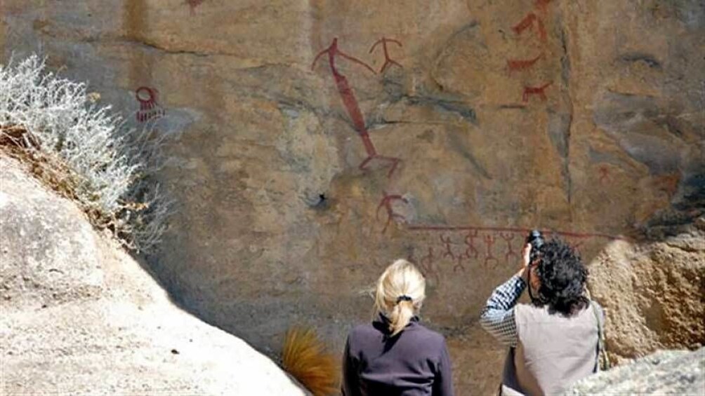 taking photos of cave paintings in Argentina