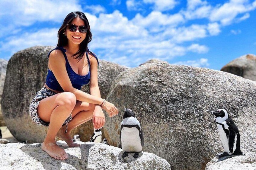 Posing with penguins in Boulders Beach 3