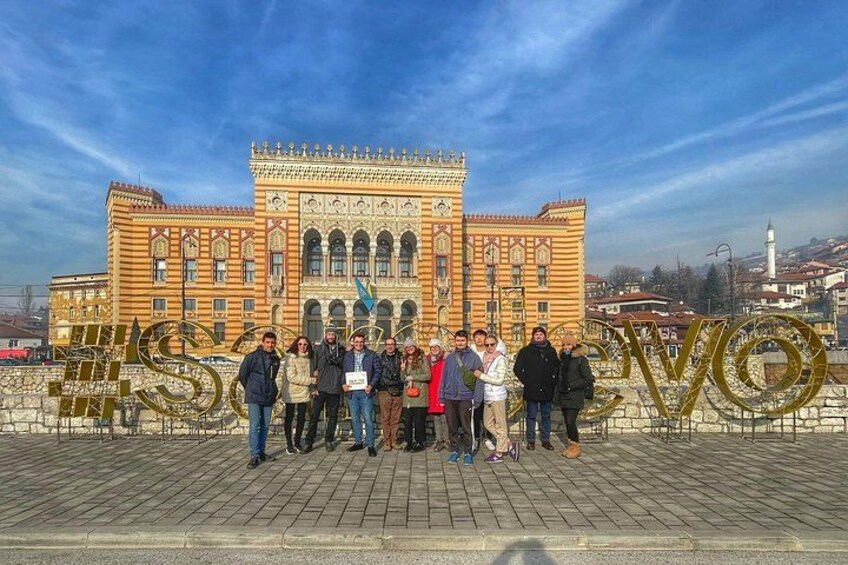 Our gropu in front of Sarajevo City Hall 1