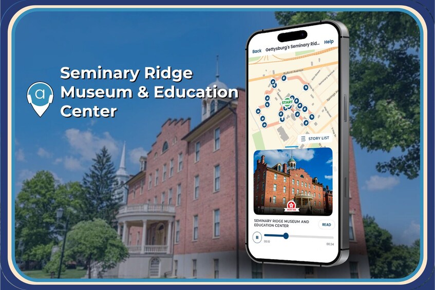 Seminary Ridge -museo ja -opintokeskus, jossa on käytössä älypuhelimen karttasovellus. 5