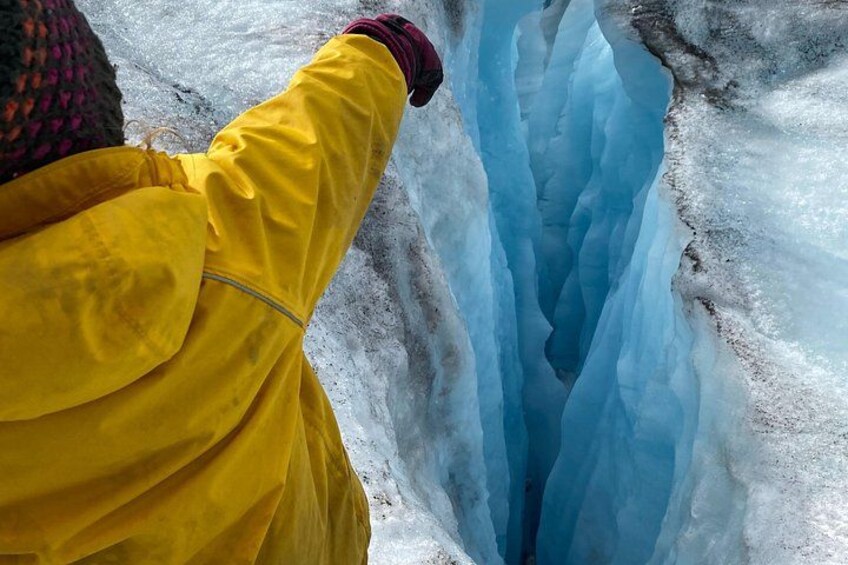 Kids enjoying the deep blue crevasses 3