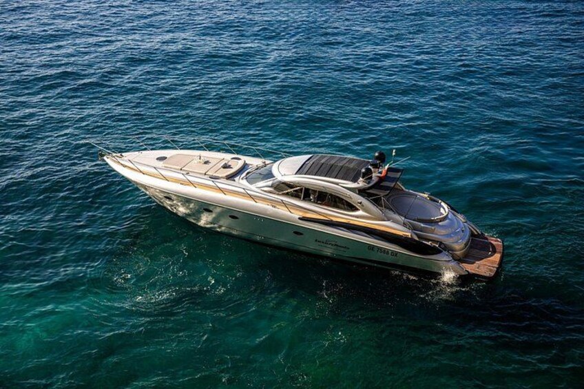 A luxury yacht on a calm sea. 5
