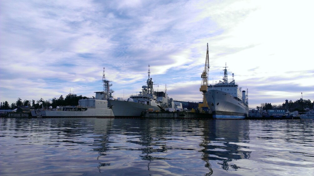 Ships at the naval base on Vancouver Island